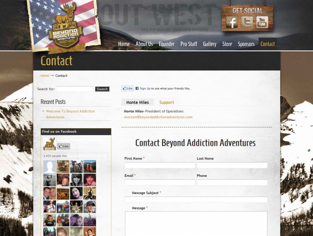Beyond Addiction Adventures Hunting Contact Page