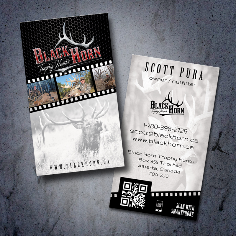 Black Horn Trophy Hunts Hunting Business Card Design
