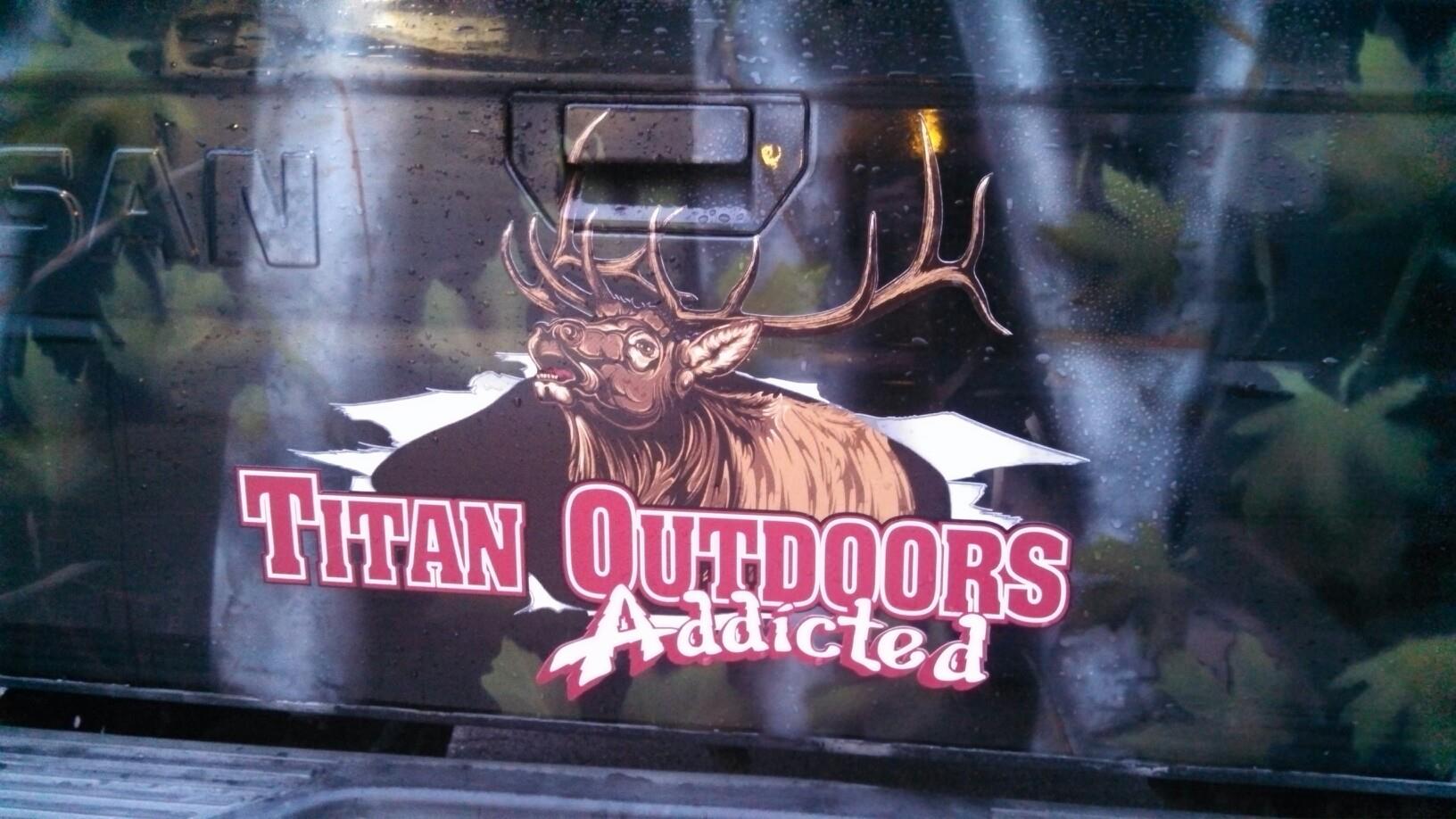 Titan Outdoors Addicted Outdoor Elk Logo Design