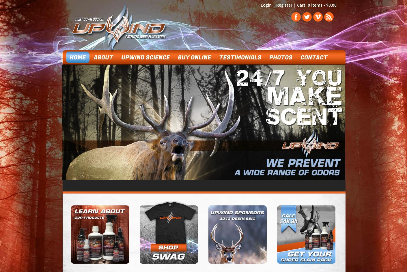 Upwind Copper Scent Control Hunting Website Design