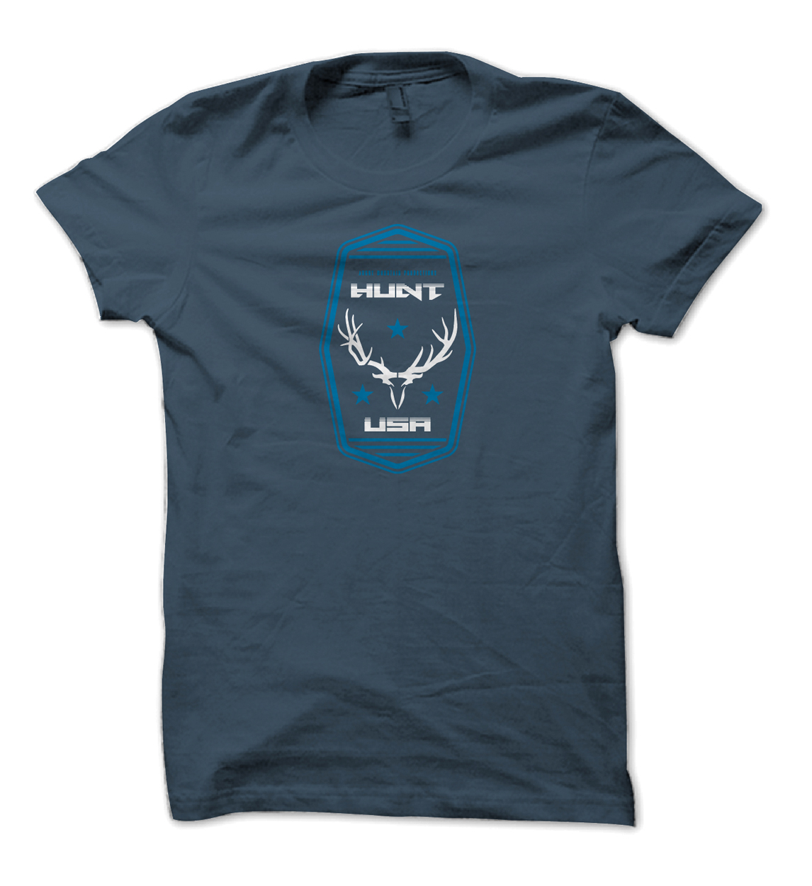 Angry Mountain Productions Hunt USA Blue Tee Design