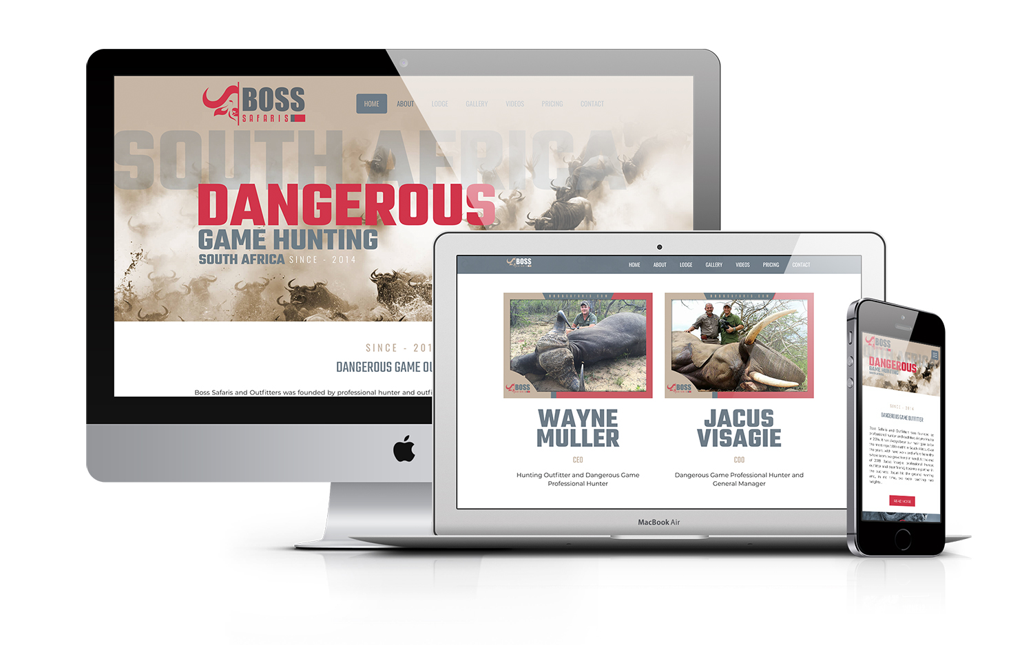 Boss Safaris African Hunting Outfitter Website Design