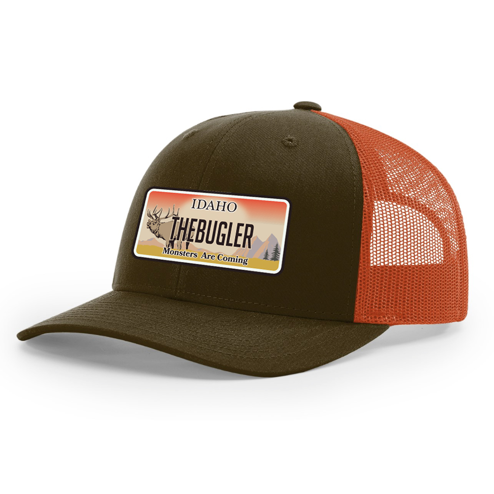 The Bugler Brand Idaho License Plate Elk Hunting Hat Design