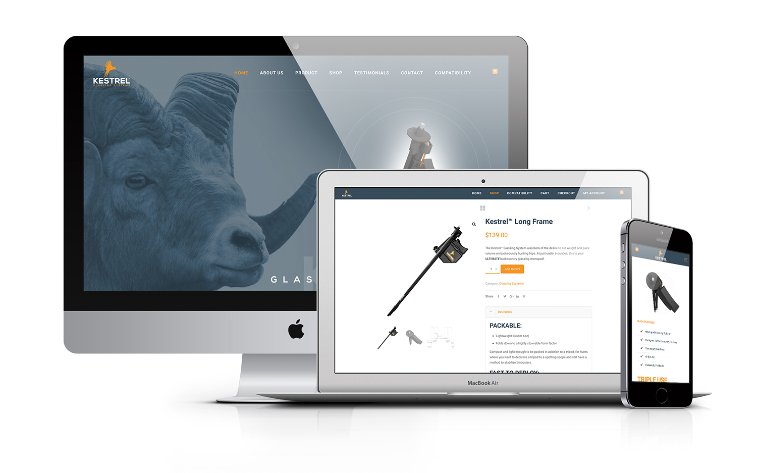 Kestrel Glassing Systems Outdoor Hunting eCommerce Design