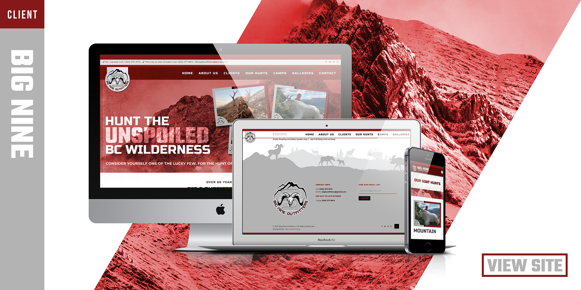 Big Nine Moose Sheep Goat Hunting Outfitter Website Design Canada