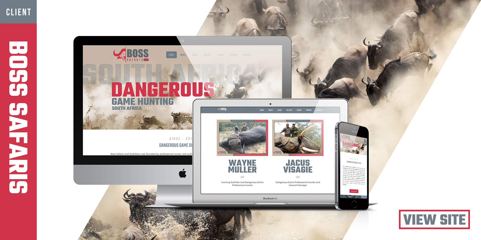 Boss Safaris African Hunting Outfitter Booking Agent Website Design