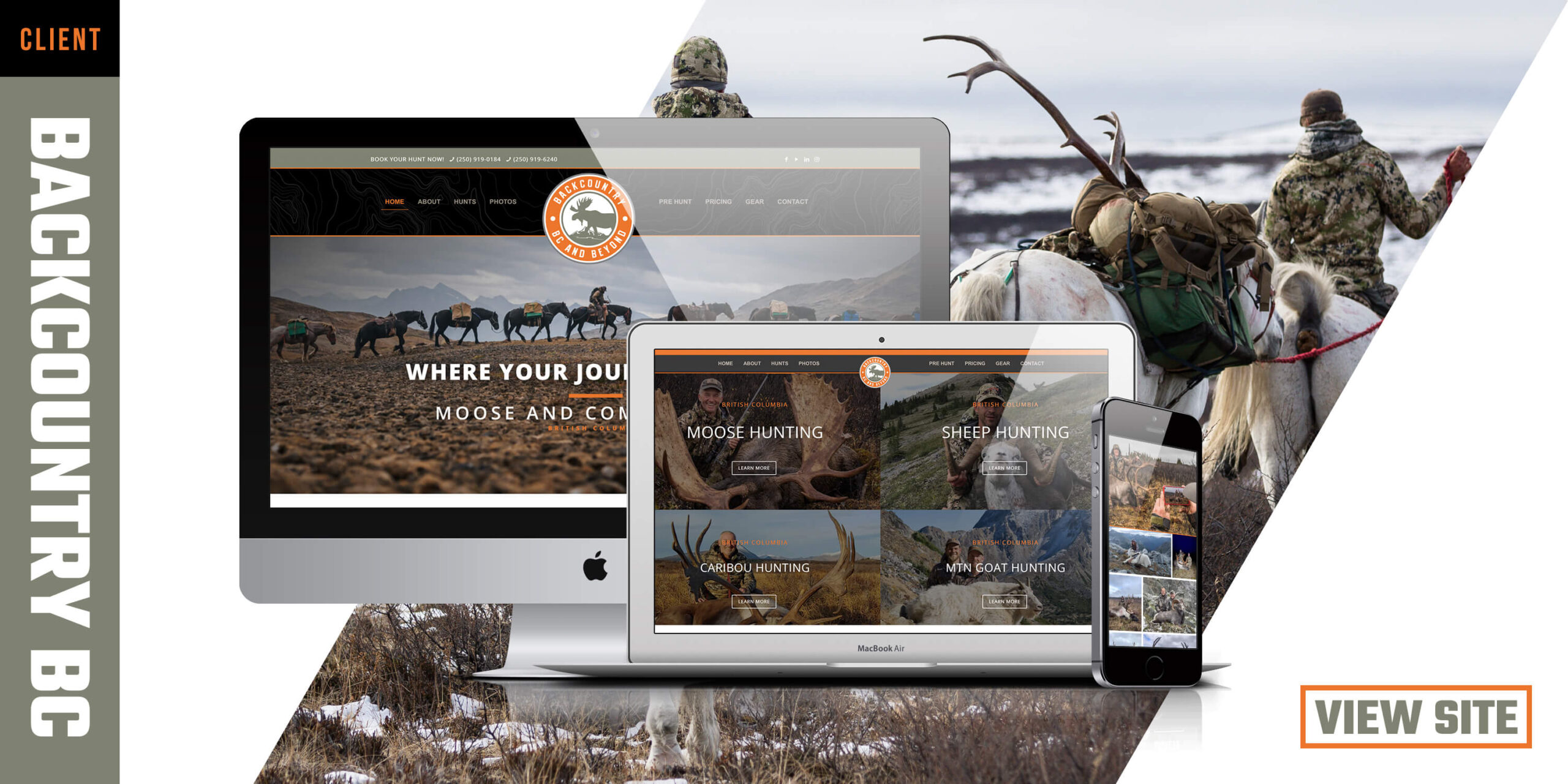 Backcountry BC Beyond British Columbia Hunting Outfitter Booking Agent Website Design